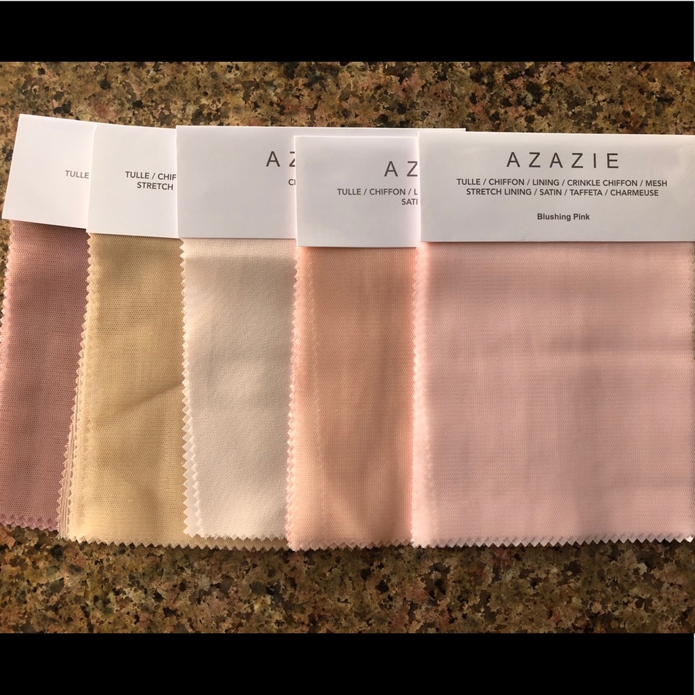 Azazie fabric swatches